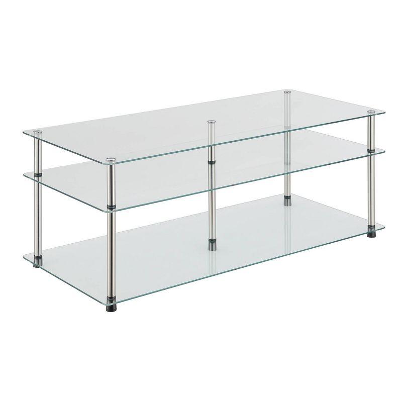 Classic Glass 3 Tier Coffee Table Clear Glass - Breighton Home