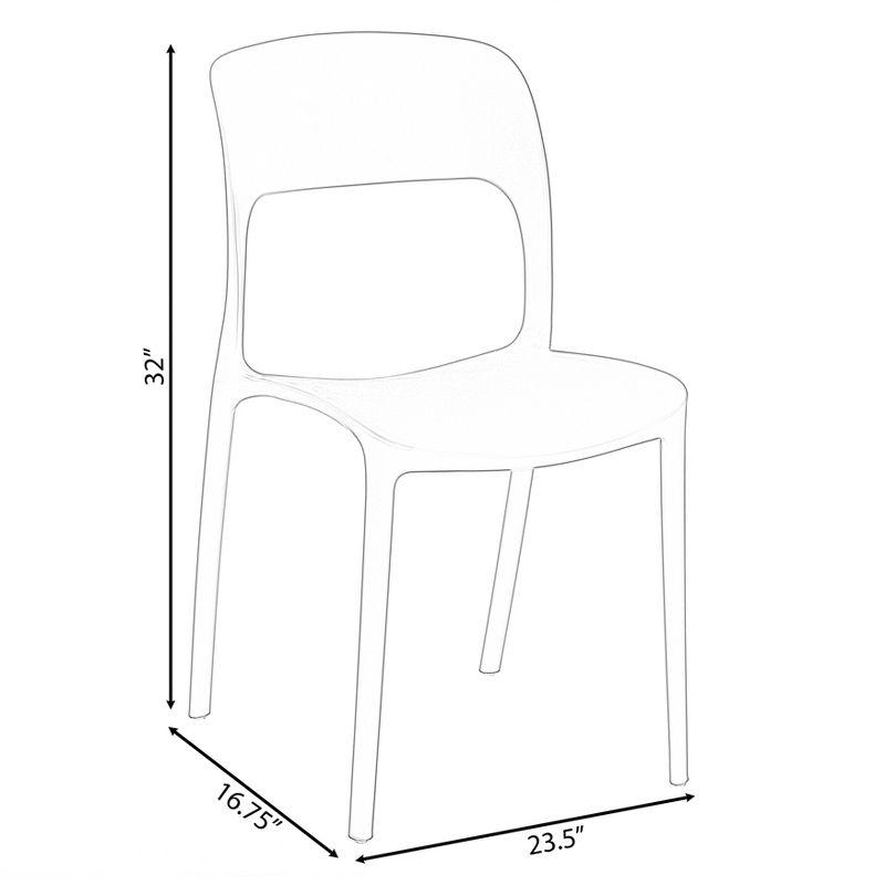 Fabulaxe Modern Plastic Outdoor Dining Chair with Open Curved Back