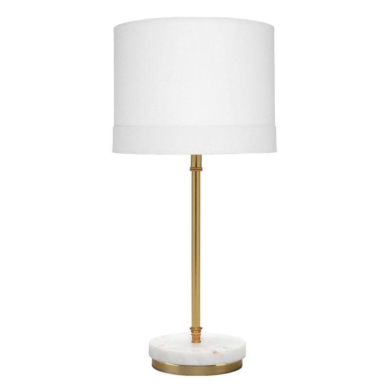 Grace White Marble and Brass Table Lamp with Drum Shade