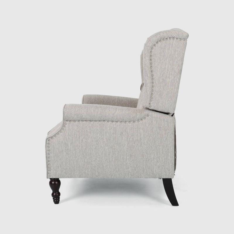 Apaloosa Oversized Wingback Press-Back Recliner Light Gray - Christopher Knight Home: Tufted, Nailhead Trim, Wood Legs