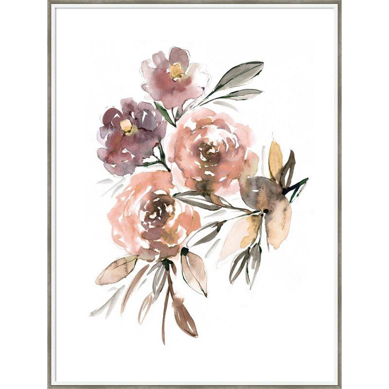 Peach Roses Botanical Print with Hardwood Frame, 31" x 41"