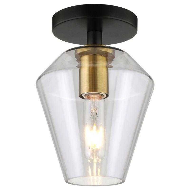 Hudson and Canal 7" Wide Semi Flush Mount: UL Listed, Retro-Inspired, Metal/Glass Fixture