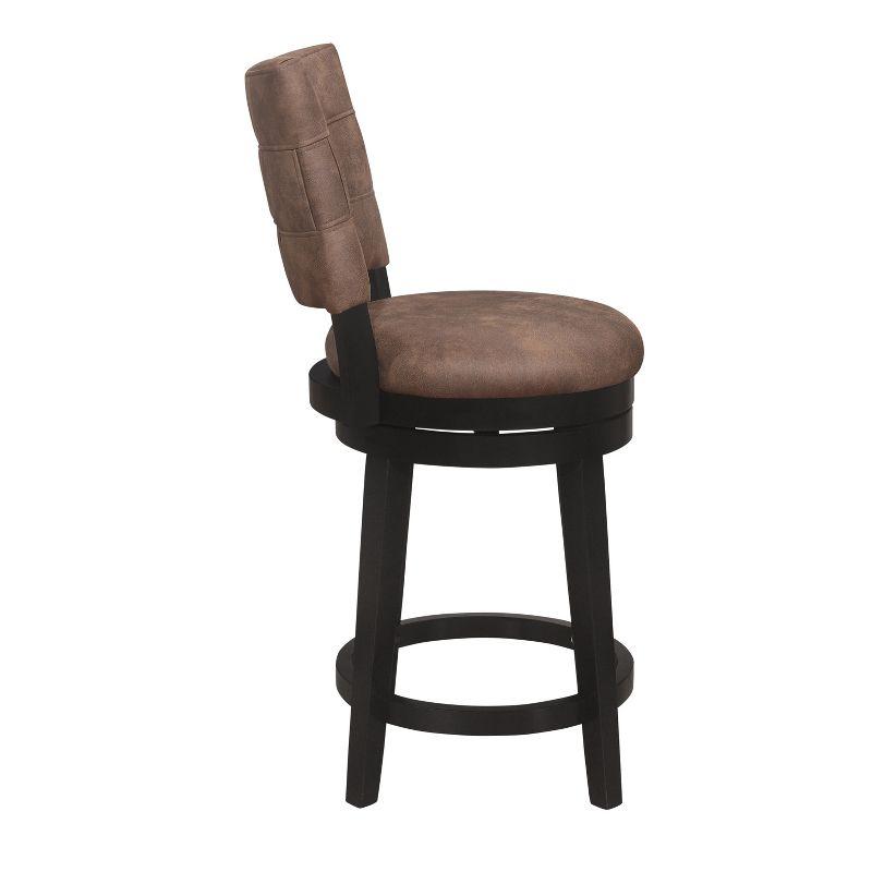 26" Kaede Wood and Upholstered Swivel Counter Height Barstool Black/Chestnut - Hillsdale Furniture: Matte Finish, Polyester, Foam Filled