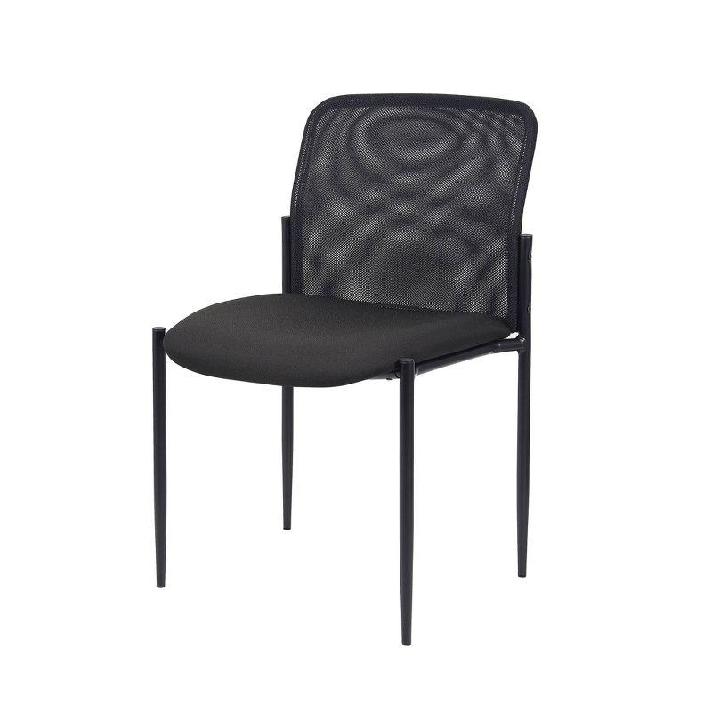 Mesh Guest Chair Black - Boss Office Products: Armless, Stackable, Metal Frame