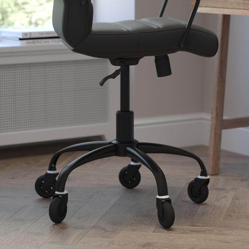 Black LeatherSoft Mid-Back Executive Swivel Office Chair with Fixed Arms