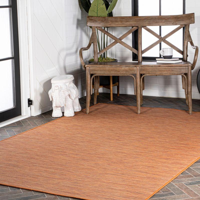 4'x6' Ethan Modern Flatweave Solid  Area Rug, Orange - JONATHAN Y