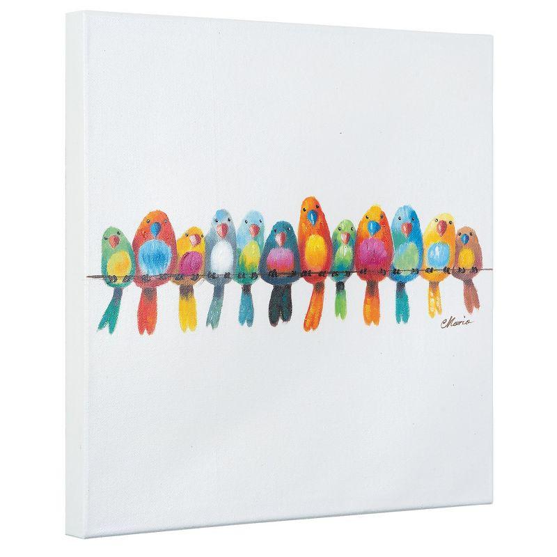 Multicolor Acrylic Birds on Wire Canvas Wall Art