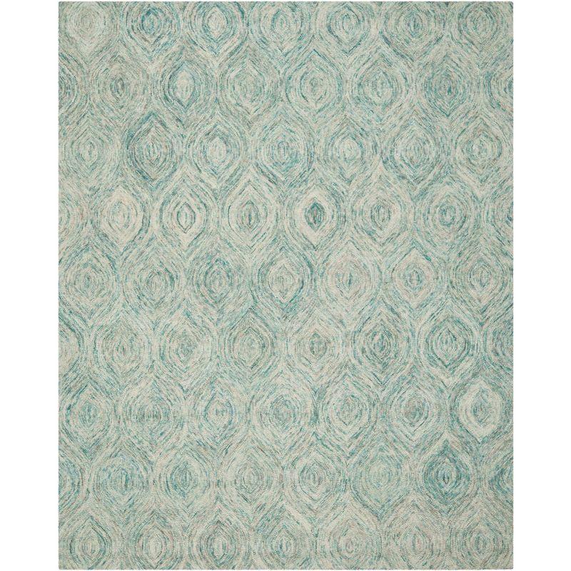 Coastal Breeze Ivory and Sea Blue Hand-Tufted Wool Round Rug