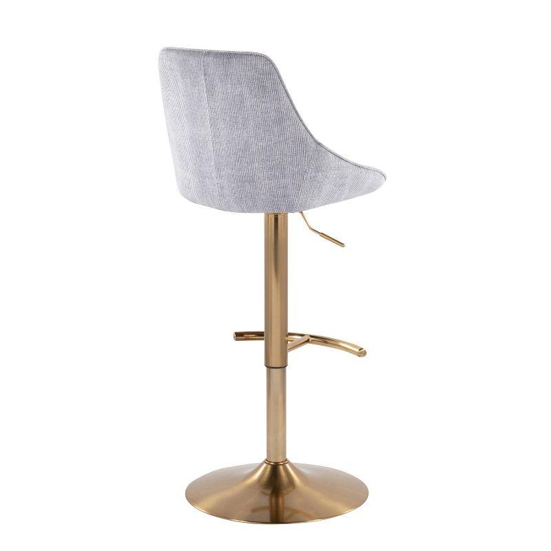 Set of 2 Diana Steel/Corduroy Barstools Gold/Gray - LumiSource: Swivel, Upholstered, Adjustable Height