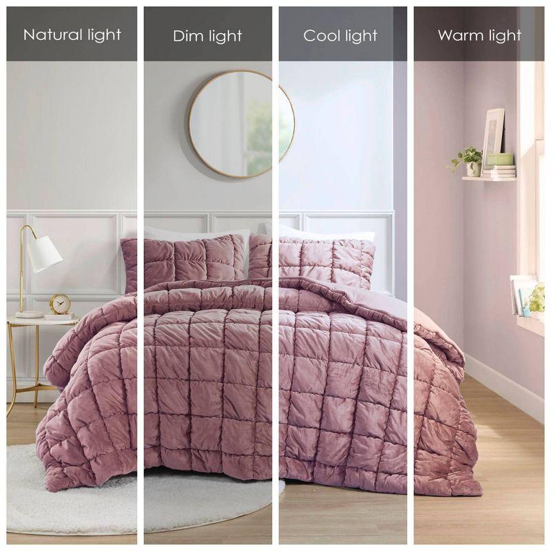 Intelligent Design Velvet Dream Puff Velvet Comforter Set