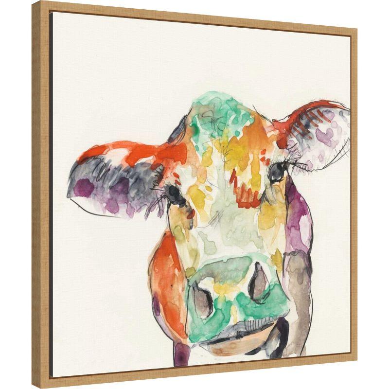 Amanti Art Hi Fi Farm Animals II Cow by Jennifer Goldberger Canvas Wall Art Print Framed 22 x 22-in.