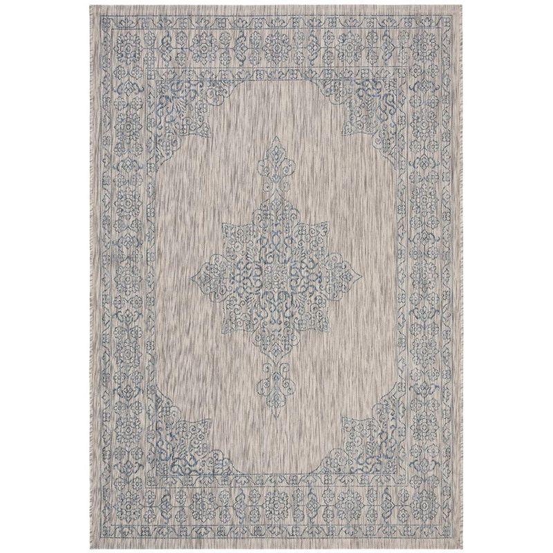 Sleek Gray Synthetic 59" Reversible Outdoor Rug