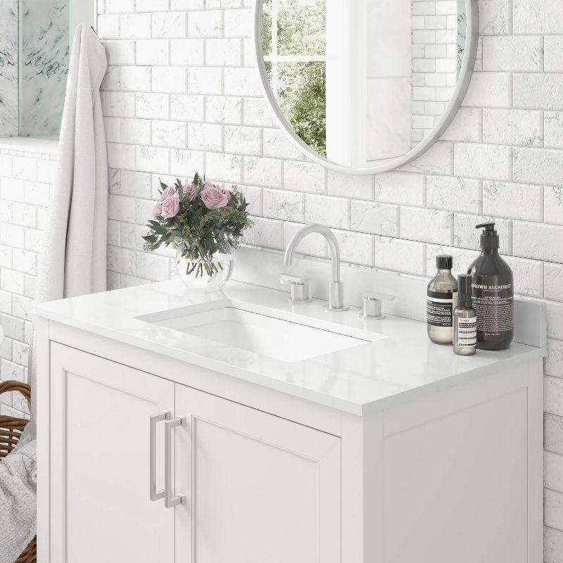 Taylor & Logan 36" Vivien Bathroom Vanity White: Carrara Marble Countertop, Ceramic Sink, Adjustable Shelf