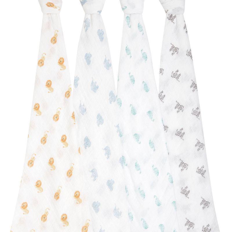 aden + anais Essentials Organic Swaddle Blanket - Animal Kingdom - 4pk