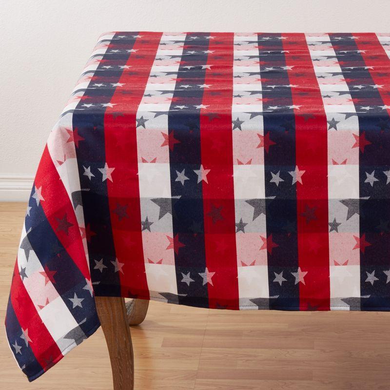 Saro Lifestyle Cotton Blend Tablecloth With Checkered And Stars Design