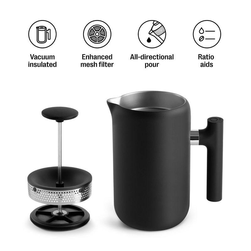 Fellow 24oz Clara French Press Coffee Maker Matte Black: Stainless Steel, Manual, Permanent Screen Filter, 24 oz Capacity