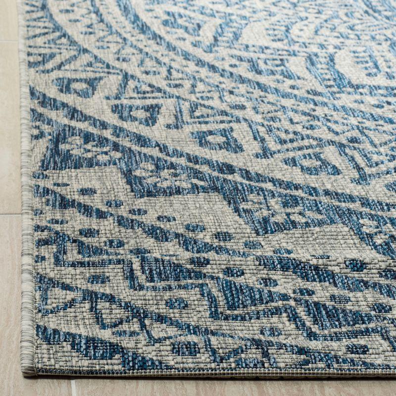 Light Grey/Blue Synthetic Square Non-Slip Area Rug