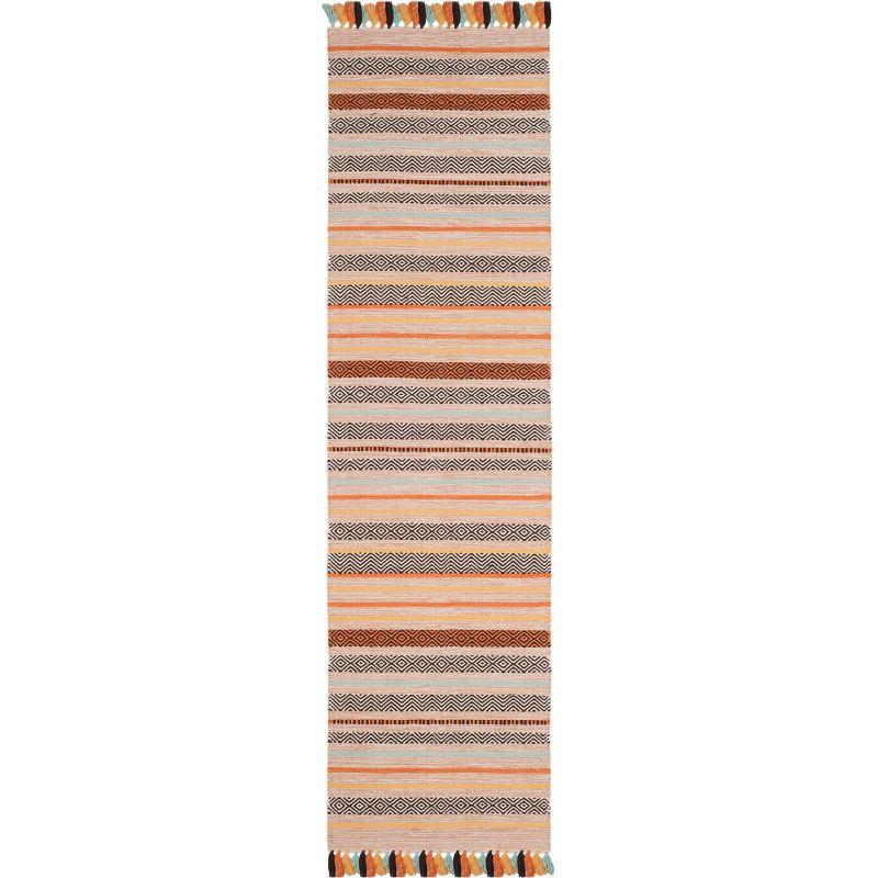 Coastal Charm Beige Stripe Hand-Woven Wool & Cotton Runner Rug 2'3" x 8'