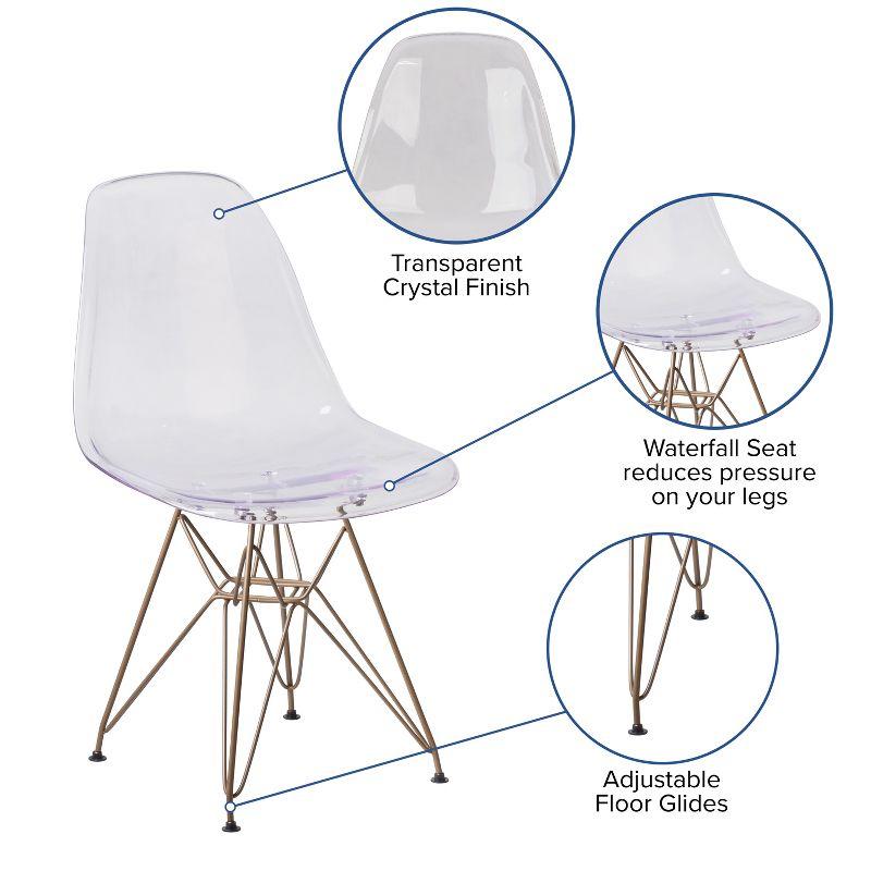 Flash Furniture Elon Series Ghost Chair with Gold Metal Base