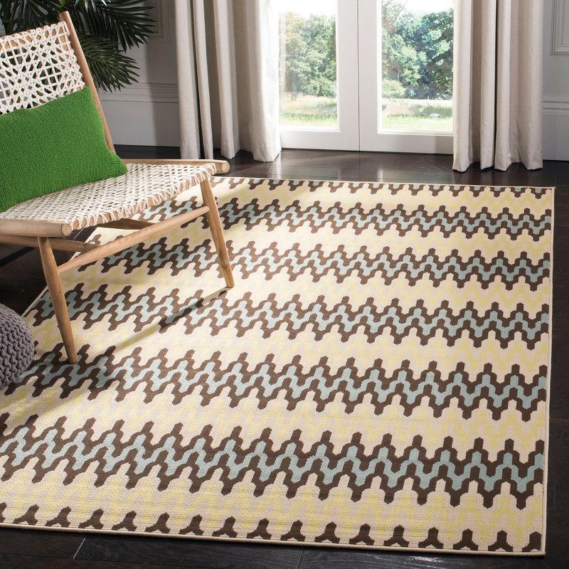 Hampton Light Blue and Green Geometric Outdoor Area Rug