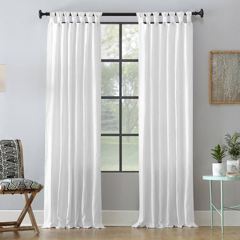 52"x95" Archaeo Light Filtering Washed Cotton Twist Tab Curtain Panel White: Modern Window Treatment, Tab Top