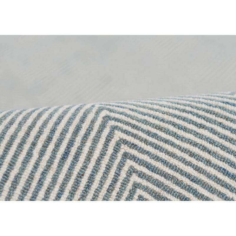 Momeni 5'x8' Charles Zig Zag Handtufted Area Rug Blue: Wool, Cotton & Latex Backing, Low Pile, Indoor Use, Rectangle Shape