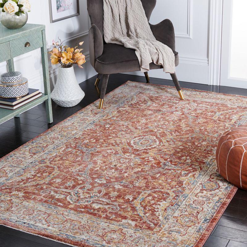 Valencia VAL566 Power Loomed Area Rug - Rust/Teal - 4'x6'2" - Safavieh.