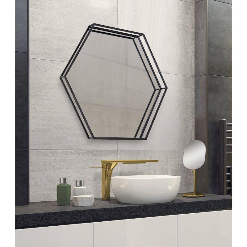 30" x 26" Felicia Hexagon Wall Mirror Black - Kate & Laurel All Things Decor