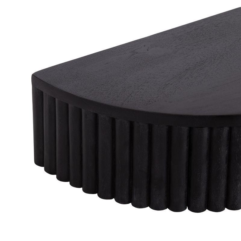 Black Ribbed Mango Wood Floating Side Table with Drawer