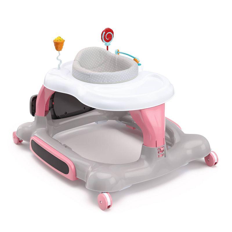 Pink Foldable Walker with Adjustable Height and Padded Seat