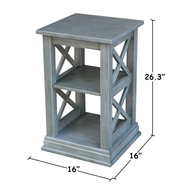 Hampton Accent Table with Shelves Heather Gray/Antique Washed - International Concepts: Solid Wood, Fixed Shelf Storage
