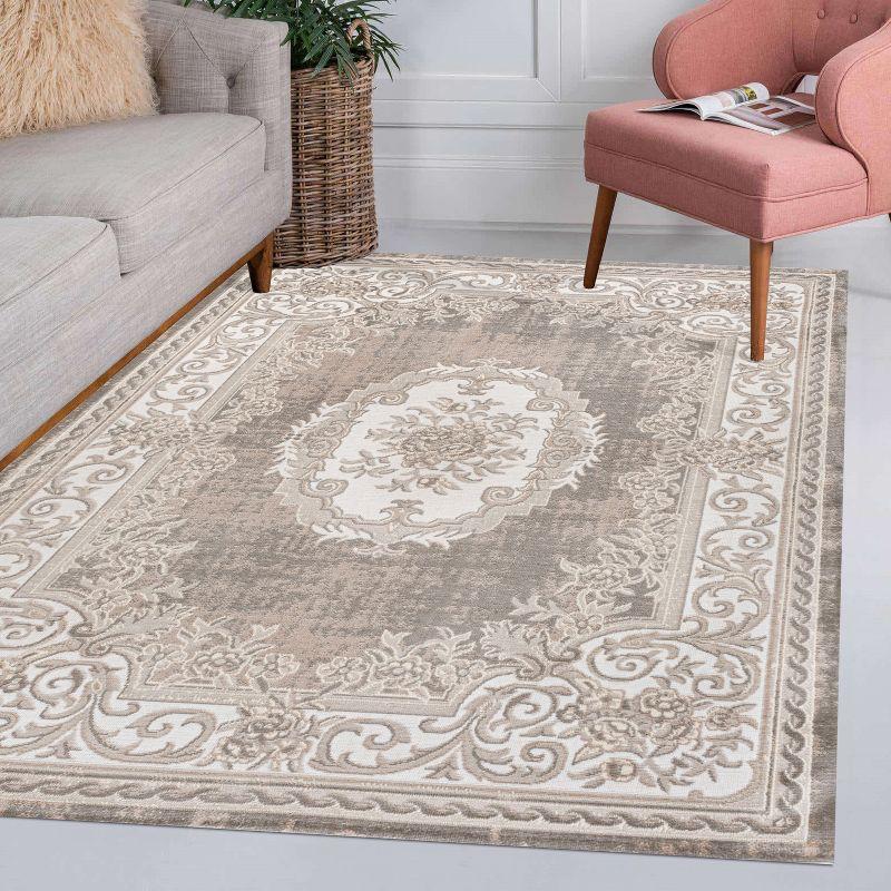 JONATHAN Y Rosalia Cottage Medallion Gray/Ivory 5 ft. x 8 ft. Area Rug