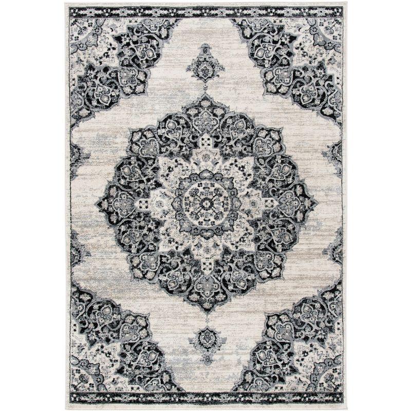 Brentwood BNT802 Power Loomed Area Rug - Ivory/Black - 6'x9' - Safavieh.