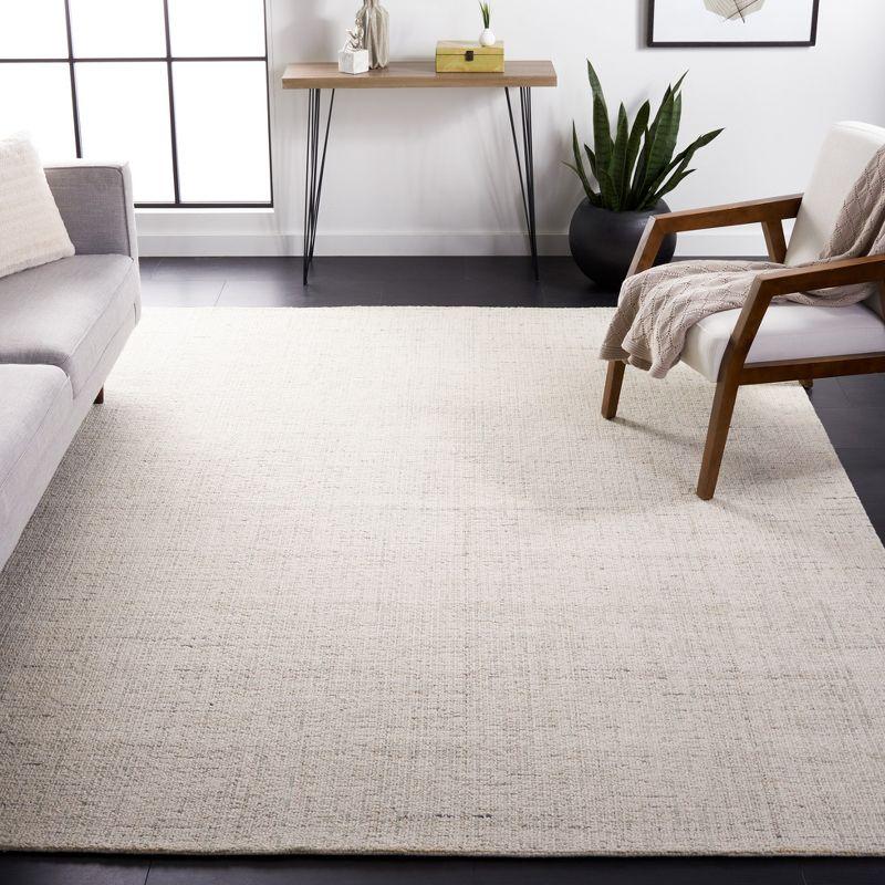 Ivory and Light Grey Abstract Wool 8' x 8' Square Rug