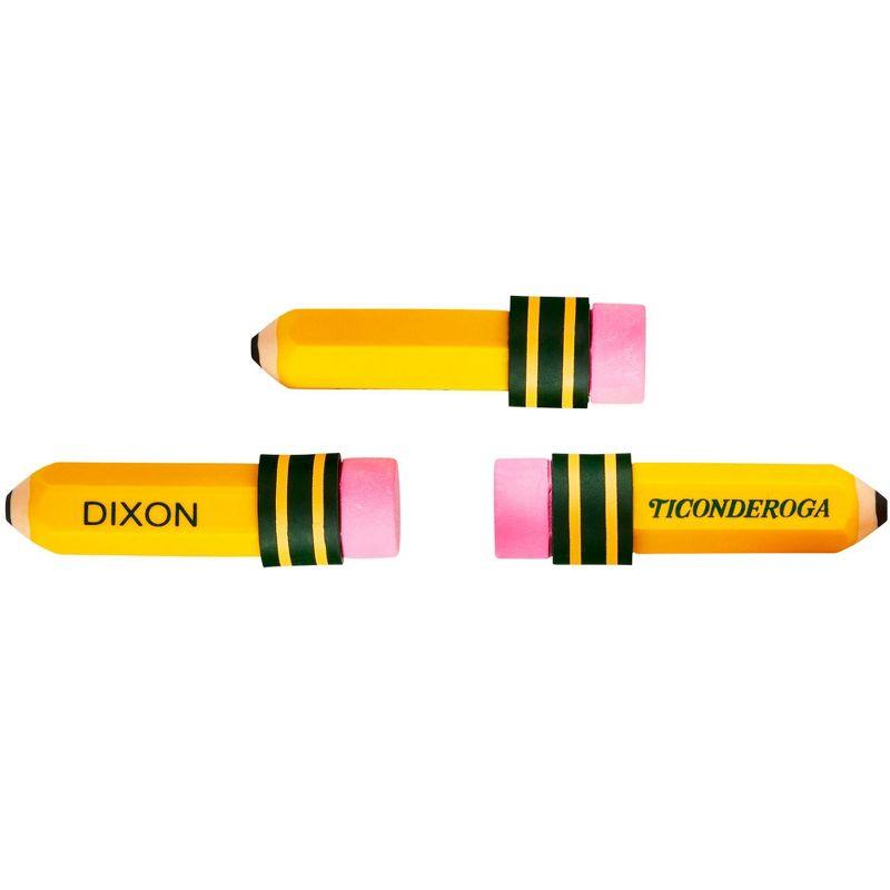 Ticonderoga Pencil-Shaped Erasers, Yellow, Pack of 36