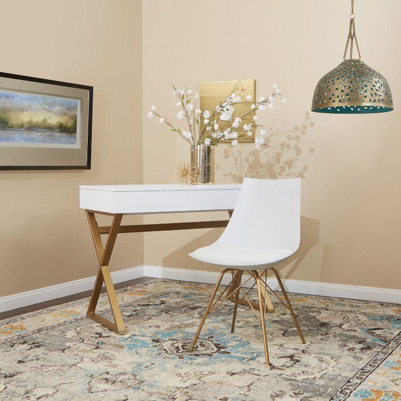 OSP Home Furnishings Oakley Chair White : Polyurethane Upholstery, Metal Legs, Armless Design, 200 lbs Capacity