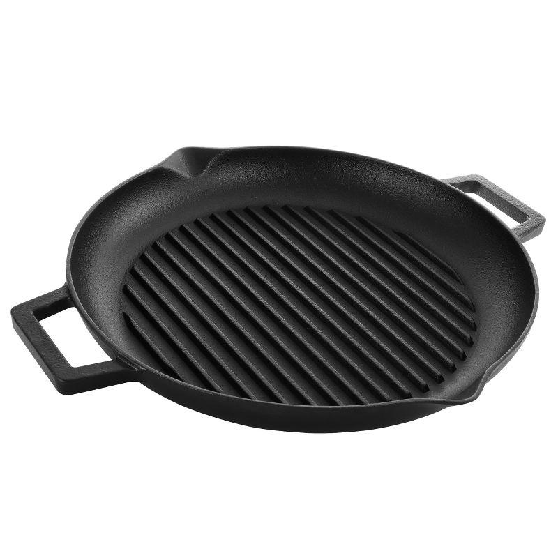 Addlestone 12-Inch Black Cast Iron Grill Pan with Dual Pouring Spouts