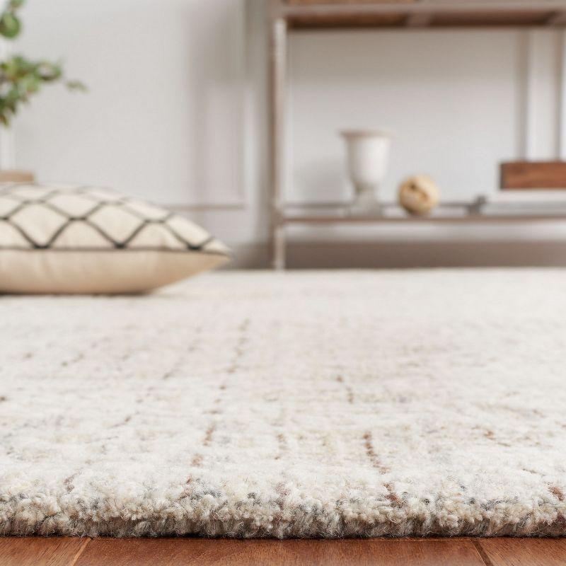 Gray Ivory Tufted Wool Square Area Rug