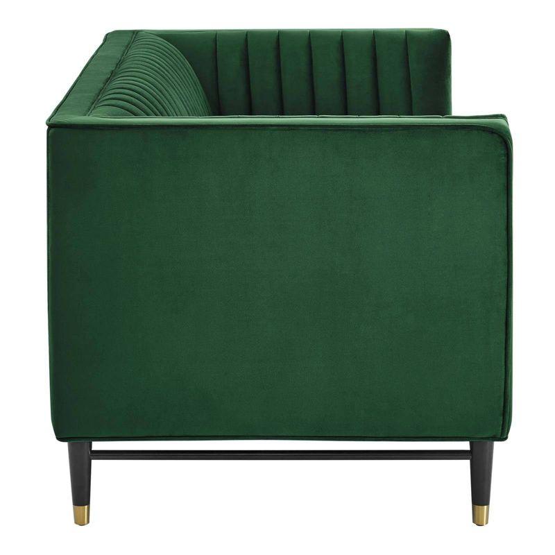 Emerald Velvet Track Arm Loveseat with Tufted Detail