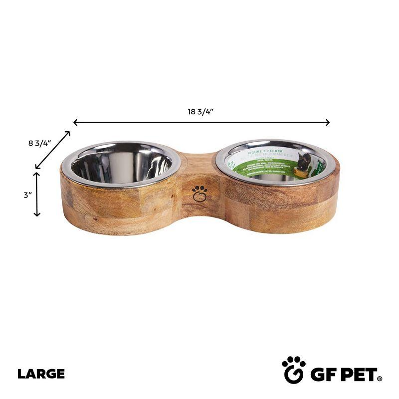 Small Mango Wood Elevated Double Pet Feeder with Stainless Steel Bowls