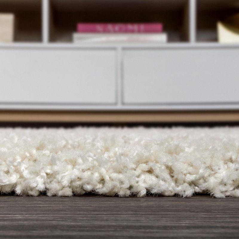 3'x5' Mercer Shag Plush Tassel Area Rug, Cream - JONATHAN Y