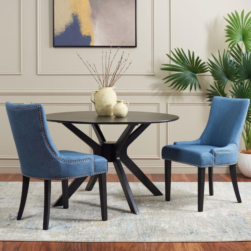 Lester 19" H Dining Chair With Nail Head Trim (Set of 2) - MCR4709 - Navy - Safavieh Couture