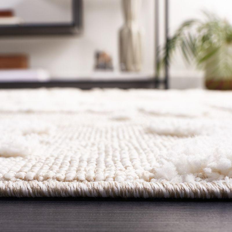 Ivory Geometric 54'' Synthetic Easy-Care Area Rug