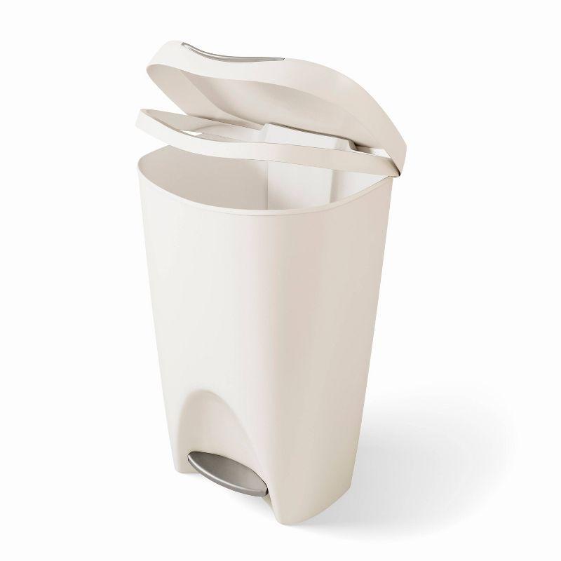 Sand 13 Gallon Plastic Step Trash Can with Soft-Close Lid