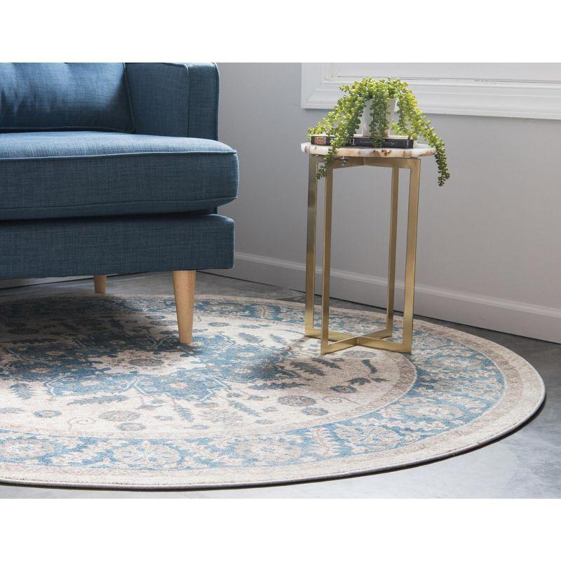 Unique Loom 4' 1 x 4' 1 Round Cream Salzburg Altstadt Area Rug