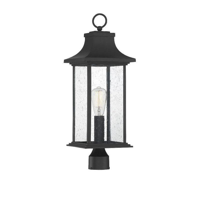 Matte Black Outdoor Post Lantern with Clear Seeded Glass