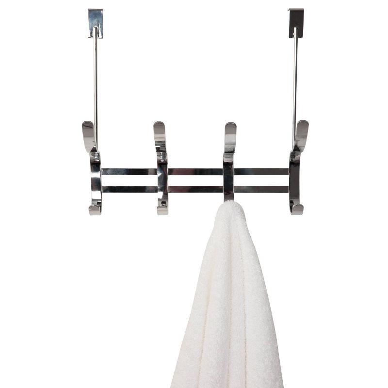 Over the Door Hook Rack Chrome - Simplify: Steel Construction, Spot Clean, Bath Canister Included