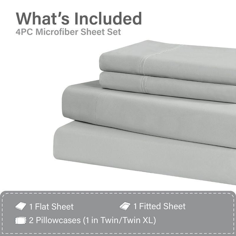 Swift Home | 4-Piece Solid Microfiber Sheet Set Blush Queen