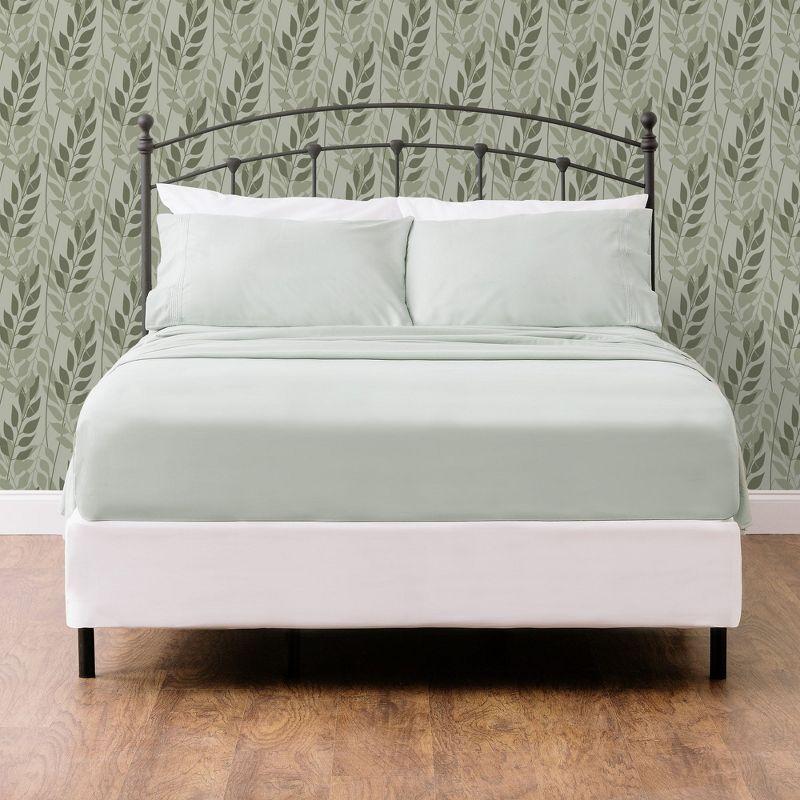 Sage Pearl Embroidered Microfiber Queen Sheet Set