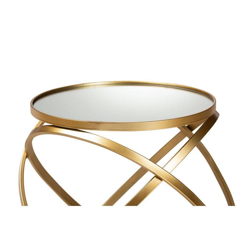 Desma Glam with Luxe Metal and Mirrored Glass End Table Gold - Baxton Studio